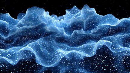 Poster - Abstract Blue Digital Landscape: A Serene Digital Art Piece