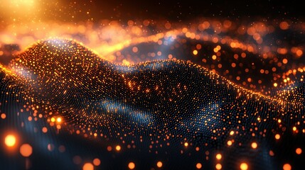 Poster - Abstract Glowing Particle Wave: Digital Art