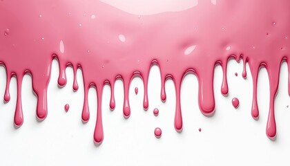 Aufkleber - Pink glossy dripping shapes resembling melted wax. Variety of sizes shapes including elongated drips smaller droplets. Illustration on white background.