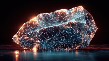 Fototapete - Glowing Crystal Rock Abstract Digital Art