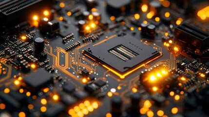 Poster - Illuminated Circuit Board: A Close-Up of Technological Marvel