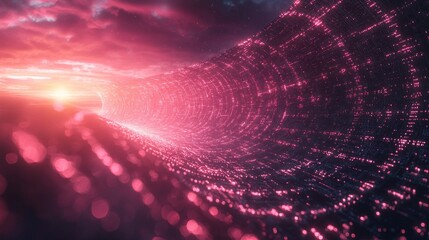 Poster - Digital Sunset: A Journey Through the Cybernetic Horizon