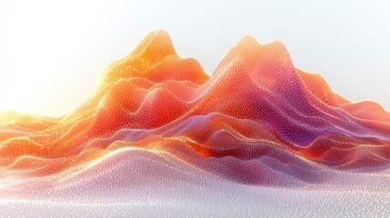 Poster - Abstract Digital Landscape:  A Mesmerizing  Sunset Over  Polygonal Mountains