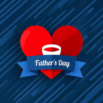 Father's Day greeting card, red heart shape,