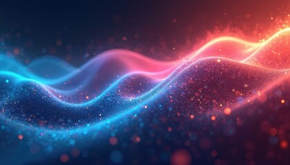 Aufkleber - Abstract wave design illustration with flowing lines in blue red gradient colors. Dynamic digital art for tech, data visualization, presentation background. Modern futuristic concept.