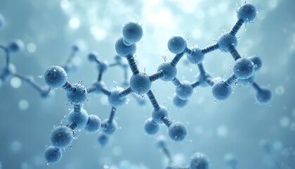 Poster - 3D illustration of alpha-arbutin molecule structure. Chemical compound glycoside model. Atomic structure, scientific research, cosmetology, medicine, skincare. Molecular visualization for education