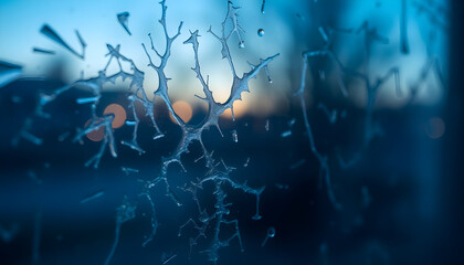 Wall Mural - close up of water droplets on a window