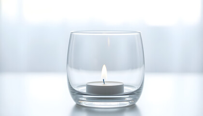 Wall Mural - lit candle in a glass of water