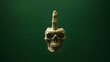 © Sujito - Pixel Art Skull With Middle Finger Against Dark Green Background