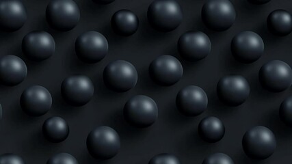 Poster - Seamless looping pattern of matte black balls with subtle highlights.