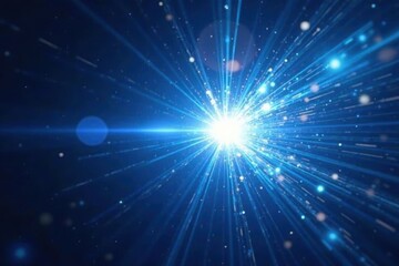 radiant blue light explosion, dynamic energy rays , abstract, burst
