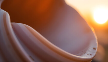 Wall Mural - close up of a vase with the sun in the background