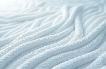Poster - Braided white fabric background illustration. 3d rendering. Detailed texture of material for clothing design. Suitable for textile, cotton, fashion, cloth, weaving. Abstract artistic design with