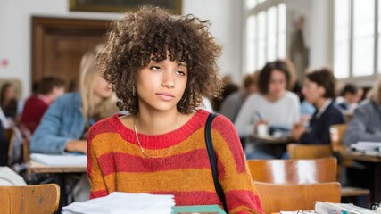 Poster - Female High School Student Focused in Classroom During Lesson Generative AI