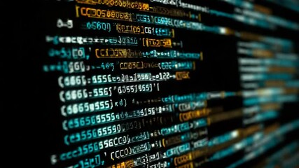 Poster - Code Scrolling Animation Showcases Hacking Process With Glitch Effects Generative AI