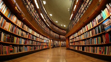 Poster - Shelves Filled With Books in a Library During Daylight Hours Generative AI
