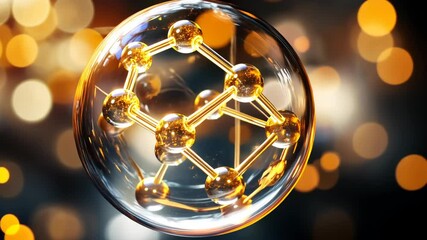 Poster - Explore the brilliance of molecular structures illuminated by golden light in a captivating artistic display Generative AI