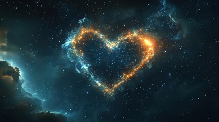 Wall Mural - A cosmic heart of stardust, formed by the glowing nebulae of the universe.