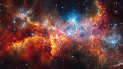 Wall Mural - A breathtaking view of a vibrant star-forming nebula, showcasing swirling clouds of gas and dust.