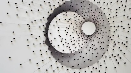 Poster - Artful display of string and pins creating a mesmerizing pattern in a modern gallery space Generative AI