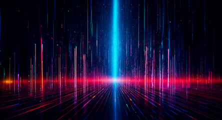 Aufkleber - here's the description and keywords: abstract artwork depicts a futuristic scene. a luminous blue be