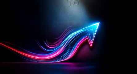 Aufkleber - here's the description and keywords based on the image: an abstract, glowing arrow points upwards, s