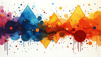 Poster - Abstract Watercolor painting featuring colorful triangle shape