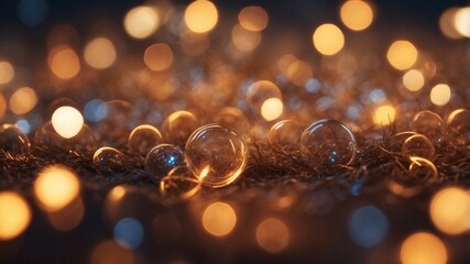 Poster - glowing glass balls reflecting light with dreamy bokeh effect, creates a magical atmosphere