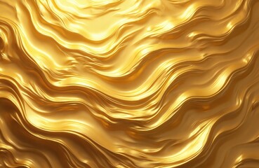 Aufkleber - Illustration liquid gold surface, wave-like texture. Bright yellow color, light reflections on smooth convex surface. Gold reflects brilliance, luxury. Elegant design, wealth. Metal texture, golden
