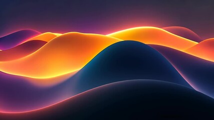 Poster - Vibrant undulating waves of color create an enchanting landscape at dusk, filled with dynamic hues and glowing edges Generative AI
