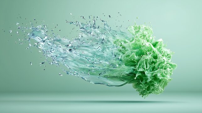 Abstract Teal and Green Liquid Splash 3D Render