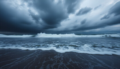 Wall Mural - large body of water under a cloudy sky