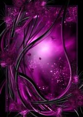 Poster - Abstract Purple and Pink Swirling Design with Glitter and Dark Lines