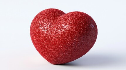 Poster - a visually striking rendering of a red heart with a distinctive textured surface standing out against a clean and minimalist background creating a symbol of love