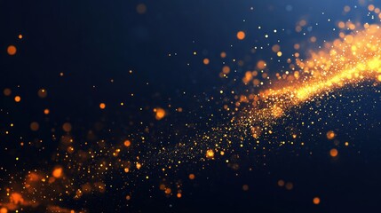 Fototapete - elegantly scattered golden particles create a dazzling trail against a deep blue canvas portraying luxury dynamism and an otherworldly ambiance reminiscent of cosmic events