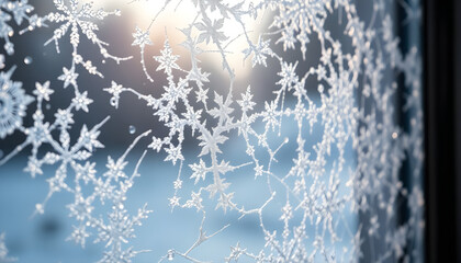 Wall Mural - frosted glass window with snow flakes on it