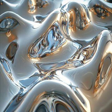 Abstract liquid metal texture, reflecting light