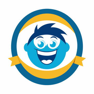 Logo Design Template with Cartoon Character Fun Graphic Elements for Branding, Ads, Posters & Banners