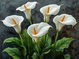 Calla Lilies on Textured Canvas