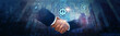 © Shevon - Change Management: Businessman handshake on digital interface and strategic planning for global network. Process optimization, organizational transformation, stakeholder engagement.