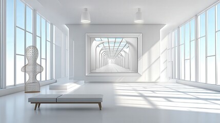 Poster - A cozy room featuring a bench and a window bathed in soft natural light that creates a warm and inviting atmosphere