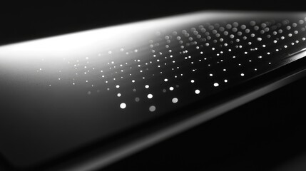 Poster - Close-up of a glowing laptop screen with clean background, space for internet technology ads or copy promoting services