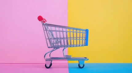 Aufkleber - Close-up of a smartphone with an online shopping cart app interface, leaving ample space for text about discounts or deals