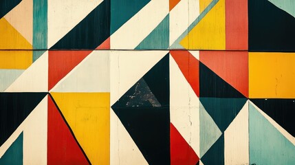 Poster - Desktop layout with geometric patterns, clean lines, and soft tones for background wall with negative space