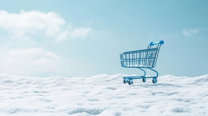 Poster - Modern e-commerce product setup with an empty shopping cart and clean background, ideal for product promotions