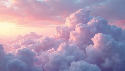 Aufkleber - Pastel clouds wallpaper illustration. Vibrant, dreamy, ethereal clouds in soft gentle colors. Calming serene tranquil fluffy floating atmospheric sky celestial beauty peaceful soothing refreshing