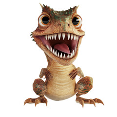 Poster - Smiling green dinosaur with a friendly expression perfect for children?s toys and storybooks full of adventure isolated on a white background.