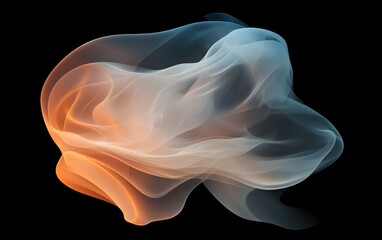 Poster - A mesmerizing abstract swirl of orange and blue smoke, gracefully blending together against a black background, creating a captivating visual display for artistic projects.
