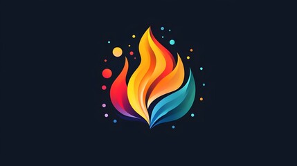 Poster - A vibrant and creative design featuring abstract flames in red, orange, blue, and yellow hues, set against a dark background, perfect for branding, logo, and art projects.
