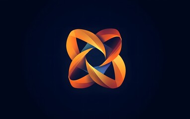 Poster - A vibrant and dynamic abstract graphic design featuring interwoven shapes in shades of orange and blue, ideal for modern branding and creative projects.
